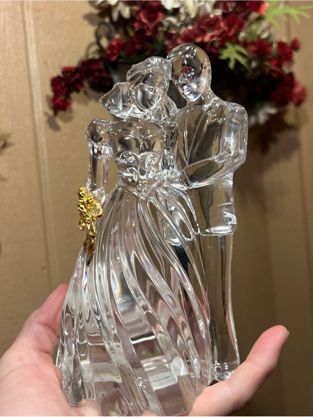 Lenox Wedding Promises Bride and Groom Figurine CRYSTAL 7” tall, 4” wide.